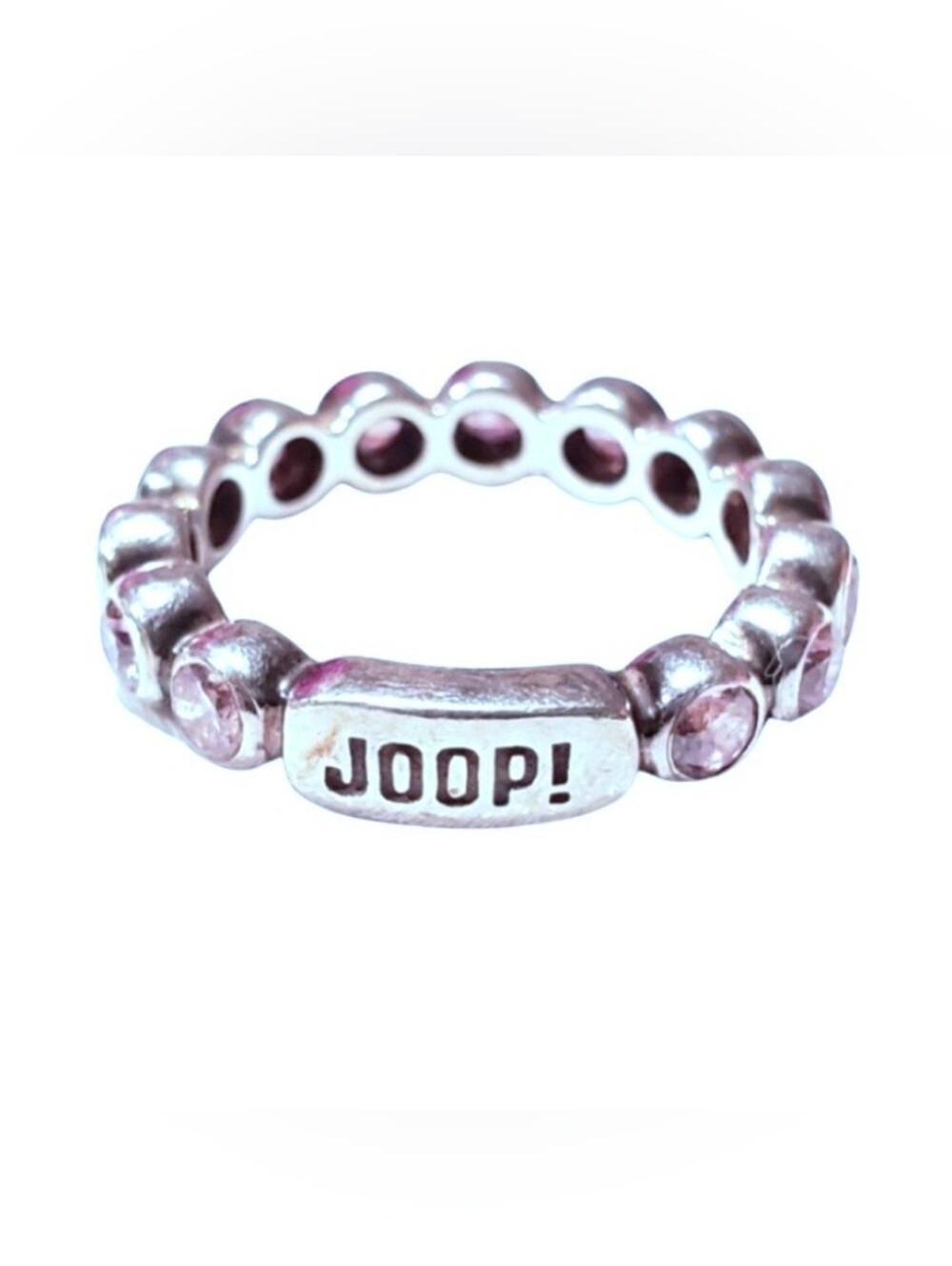 JOOP Pink Saphire Memory Design Style Ring 925 Sterling Silver Sz 6.5  VTG